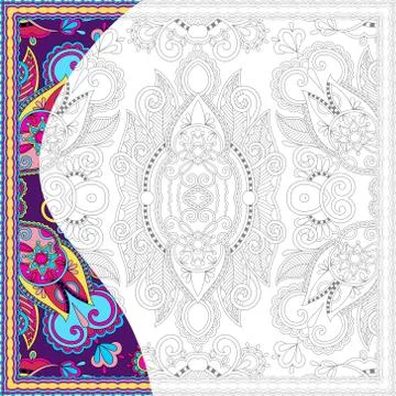 Unique coloring book square page for adults 스톡 일러스트
