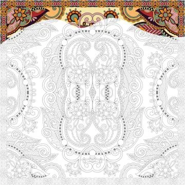 Unique coloring book square page for adults 스톡 일러스트
