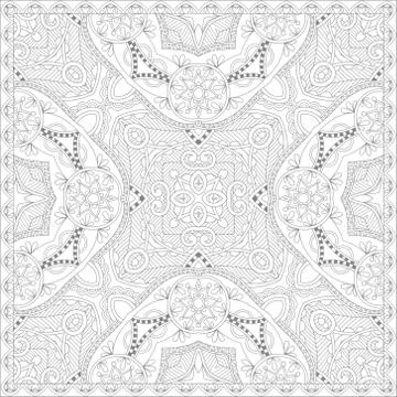 Unique coloring book square page for adults Stock Illustration