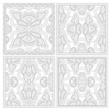 Unique coloring book square page for adults 스톡 일러스트