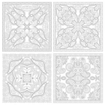 Unique coloring book square page set for adults Stock Illustration
