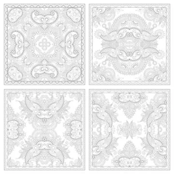 Unique coloring book square page set for adults 스톡 일러스트