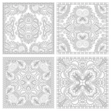 Unique coloring book square page set for adults Stock Illustration