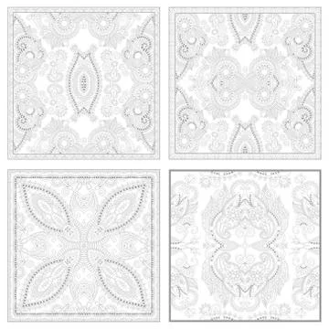 Unique coloring book square page set for adults 스톡 일러스트