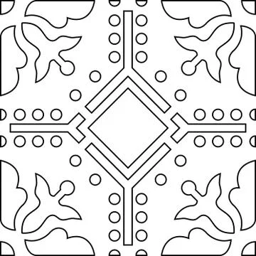 Unique coloring book square page for adults - seamless pattern tile design, j Illustrazione stock