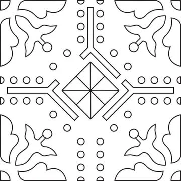 Unique coloring book square page for adults - seamless pattern tile design, j Illustrazione stock