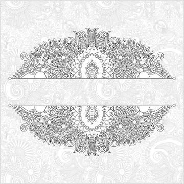 Unique coloring book square page for adults - floral authentic c Stock Illustration