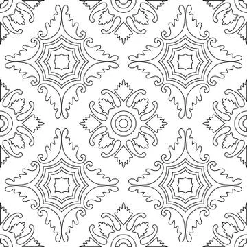 Unique coloring book square page for adults - seamless pattern tile design, j Illustrazione stock