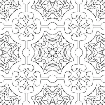 Unique coloring book square page for adults - seamless pattern tile design, j Illustrazione stock