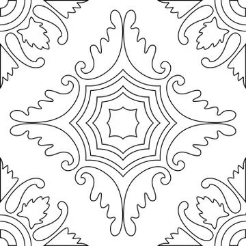 Unique coloring book square page for adults - seamless pattern tile design, j Illustrazione stock
