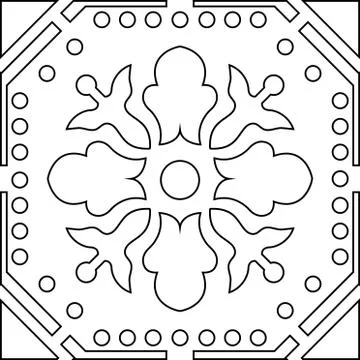 Unique coloring book square page for adults - seamless pattern tile design, j Illustrazione stock