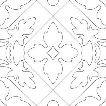 Unique coloring book square page for adults - seamless pattern tile design, j Illustrazione stock
