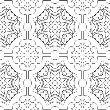Unique coloring book square page for adults - seamless pattern tile design, j Stockillustratie