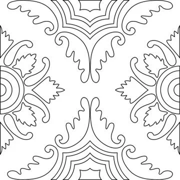 Unique coloring book square page for adults - seamless pattern tile design, j Illustrazione stock
