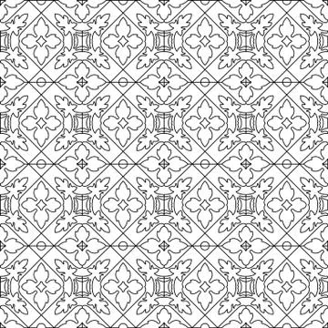 Unique coloring book square page for adults - seamless pattern tile design, j Illustrazione stock