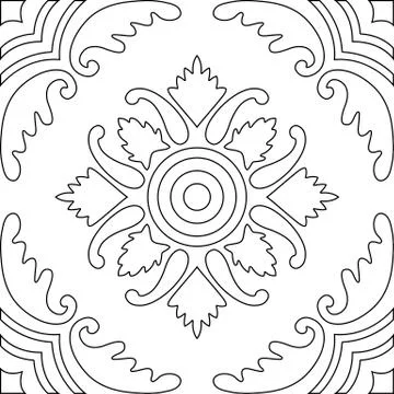 Unique coloring book square page for adults - seamless pattern tile design, j Stockillustratie