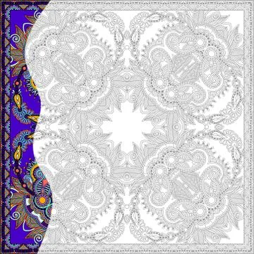Unique coloring book square page for adults - floral authentic c 스톡 일러스트