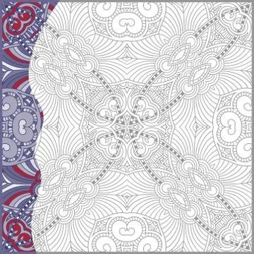 Unique coloring book square page for adults - floral authentic c 스톡 일러스트