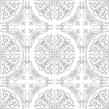 Unique coloring book square page for adults - seamless pattern tile design,.. Illustrazione stock