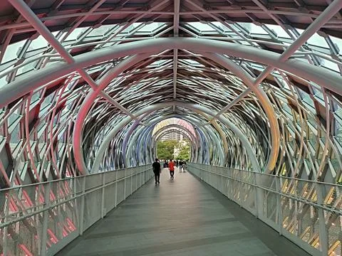 Unique covered footbridge Stock Photos