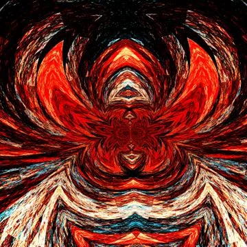 Unique creative fantasy backdrop. Magic power. Dark colors. Weird hat face. Illustrazione stock