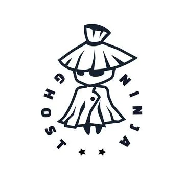 Unique creative ghost ninja warrior with hat mascot logo Stock Illustration