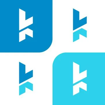 Unique creative K logo. stylish unusual fashion brand blue color K letter Stock Illustration