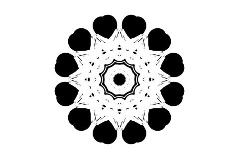Unique Creatures Mandala Black White Central Circle Art Stock Illustration