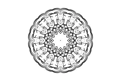 Unique Creatures Mandala Black White Central Circle Art Иллюстрация
