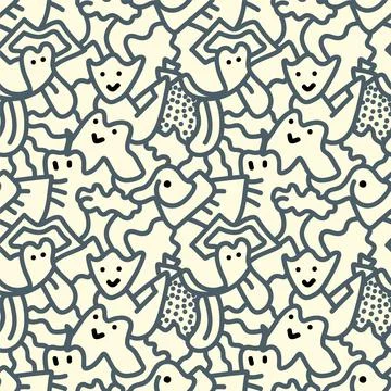 Unique cute abstract seamless pattern with creatures Stock-Illustration