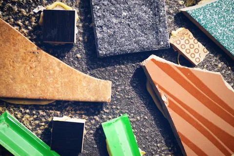 Unique design background of piece of colored ceramic tiles horizontal position Stock Photos