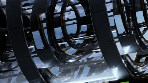 Unique design of machine with circular patterns in a modern setting Stock Footage 345055188