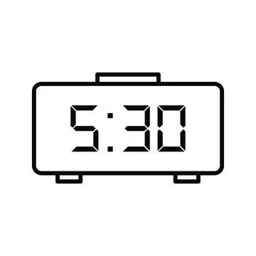 Unique Digital Clock Line Vector Icon Stock Illustration