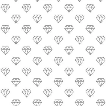 Unique digital diamonds seamless pattern with various icons and symbols on white Stock Illustration