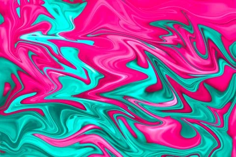 Unique digital fluid art technique background in pink and turquoise colors Stock Photos