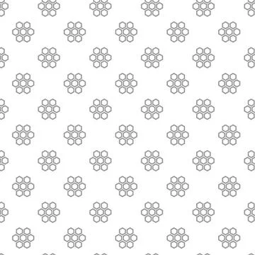 Unique digital honeycombs seamless pattern with various icons and symbols on Stock Illustration