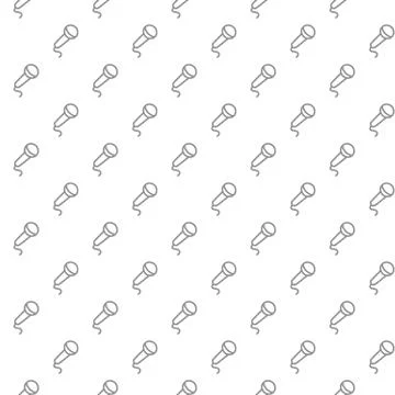 Unique digital microphones seamless pattern with various icons and symbols on Illustrazione stock