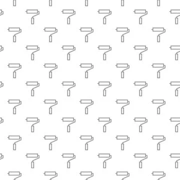 Unique digital paint rollers seamless pattern with various icons and symbols on Stock Illustration