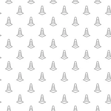 Unique digital road cones seamless pattern with various icons and symbols on Stock Illustration
