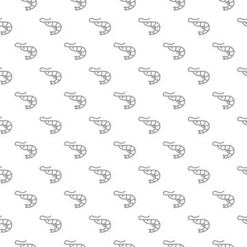 Unique digital shrimps seamless pattern with various icons and symbols on white Stock Illustration