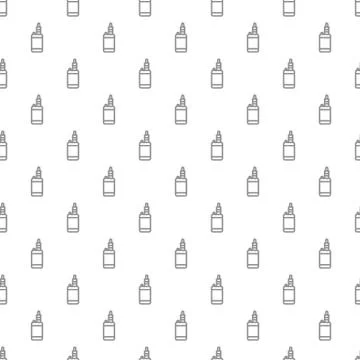 Unique digital vape seamless pattern with various icons and symbols on white Stock Illustration