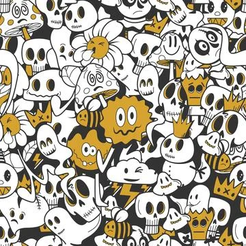 A unique doodle style illustration at the intersection of creepy and cute. Th Stock Illustration