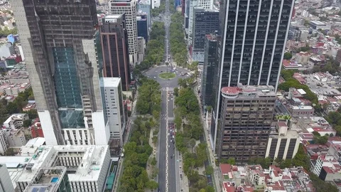 Unique Drone Reveal Paseo de la Reforma Street in Mexico City Stock Footage 89738420