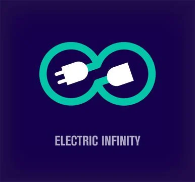 Unique electrical plug infinity sign logo. Stock Illustration