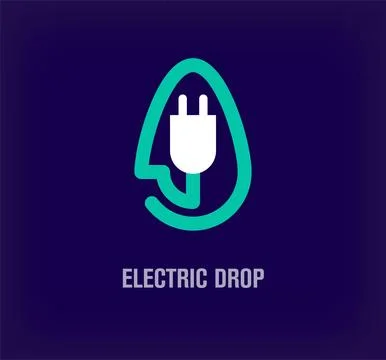 Unique electrical plug logo in water drop. Stock Illustration
