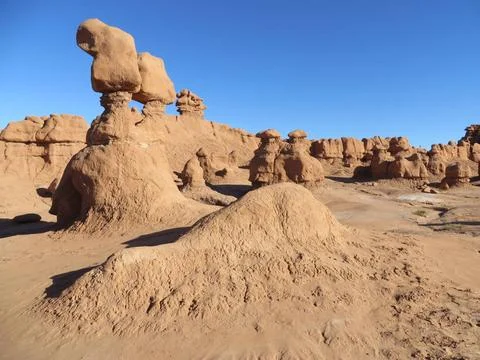 Unique Eroded Sandstone Rock Formations at Goblin Valley State Park, Utah,... Foto stock
