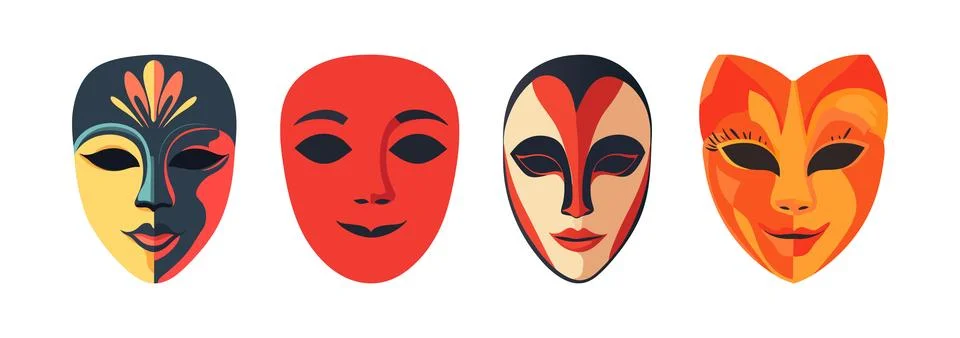 Unique Face Masks Designs Styles Stock Illustration