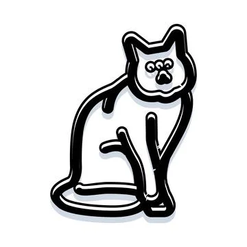Unique feline drawing with stylize three eyes Stock Illustration