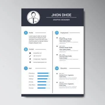 Unique Flat Color Curriculum Vitae Design Template Ilustración de archivo