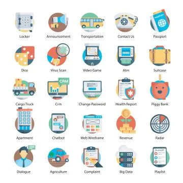 Unique Flat Icons Vector Compact Illustrazione stock